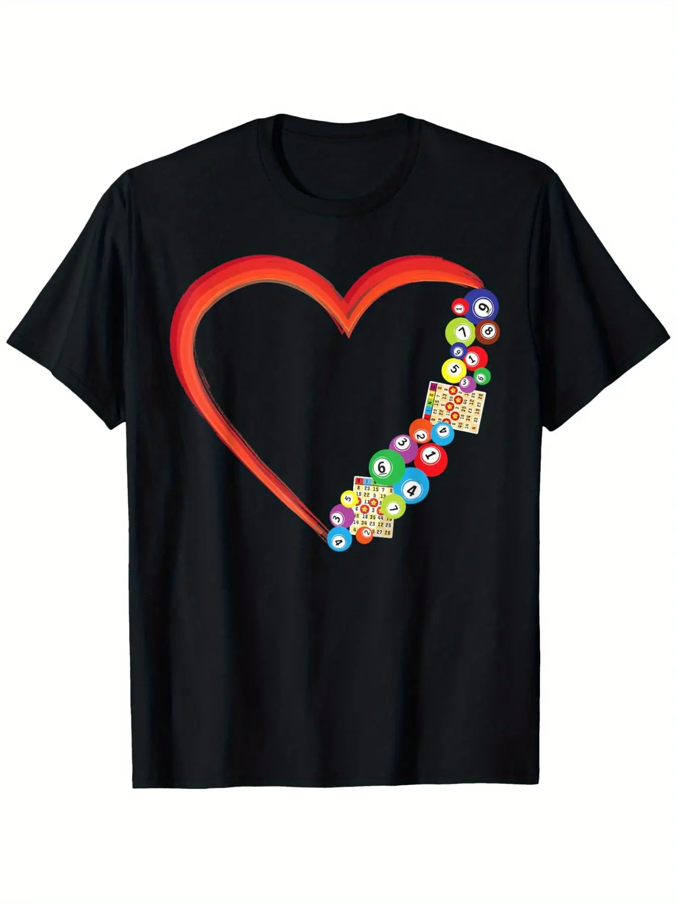 Bingo Player Heart T-Shirt Suitable for Unisex Personality Casual Round Neck Outdoor Short-sleeved T-shirt Slightly Elastic  Cotton S-XXXL