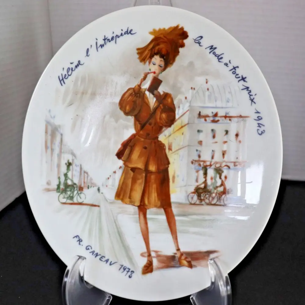 Helene the Intrepid Plate: 1943 Vintage Fashion - Limoges Porcelain