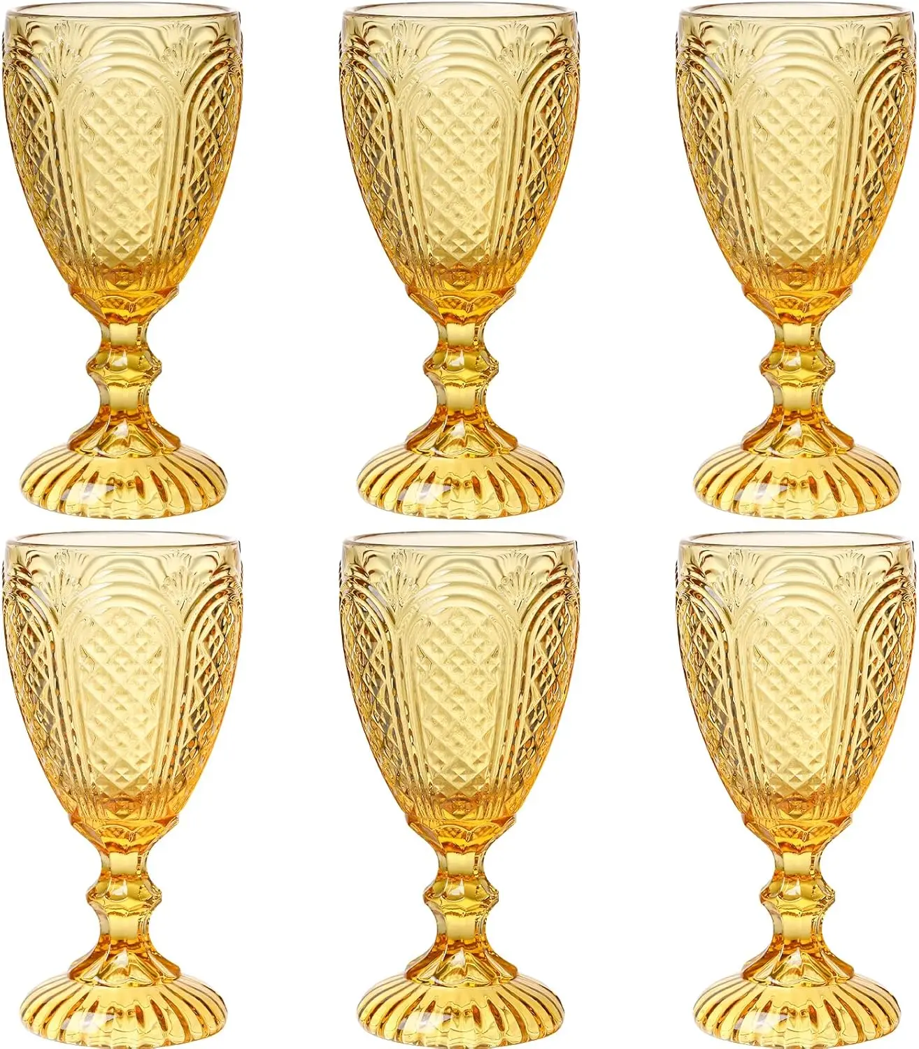 Stylish Unique Amber Hue Rock Glasses - Handcrafted Chaos Coordinator Round Wine Glasses Set of 6, 0-500 ml Durable Vintage Kitchen Drinkware for Party Celebrations, Birthday, Wedding
