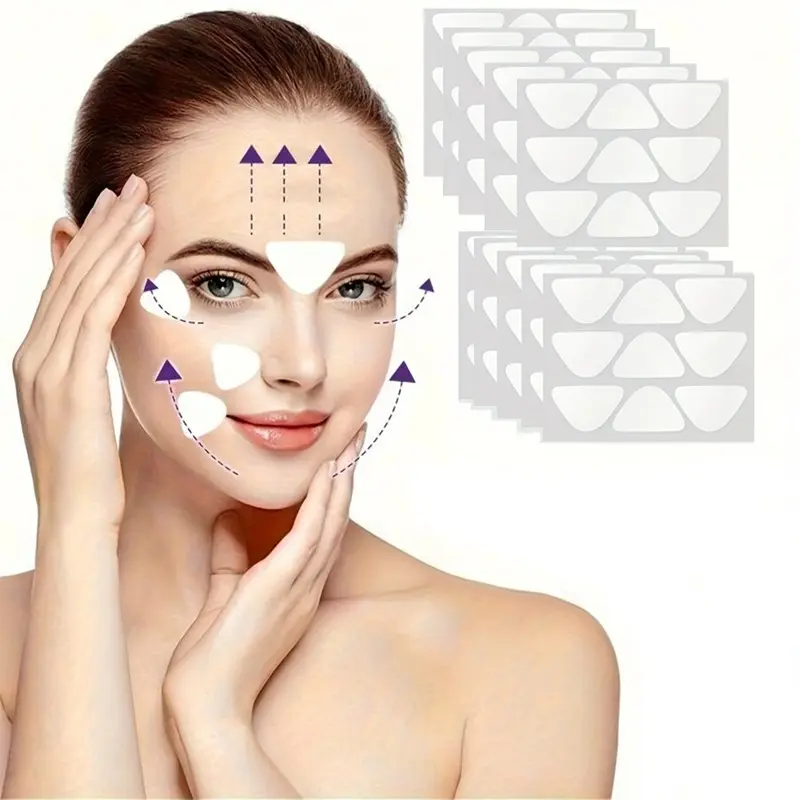10 Sheets of Facial And Forehead Wrinkle Patches - Small Patches for The Eyes, Mouth, And Forehead - Triangular Non- Facial Tape Ideal for Treating Frown Lines, Crow'S Feet, And Fine Lines, Smoother, Skin Care