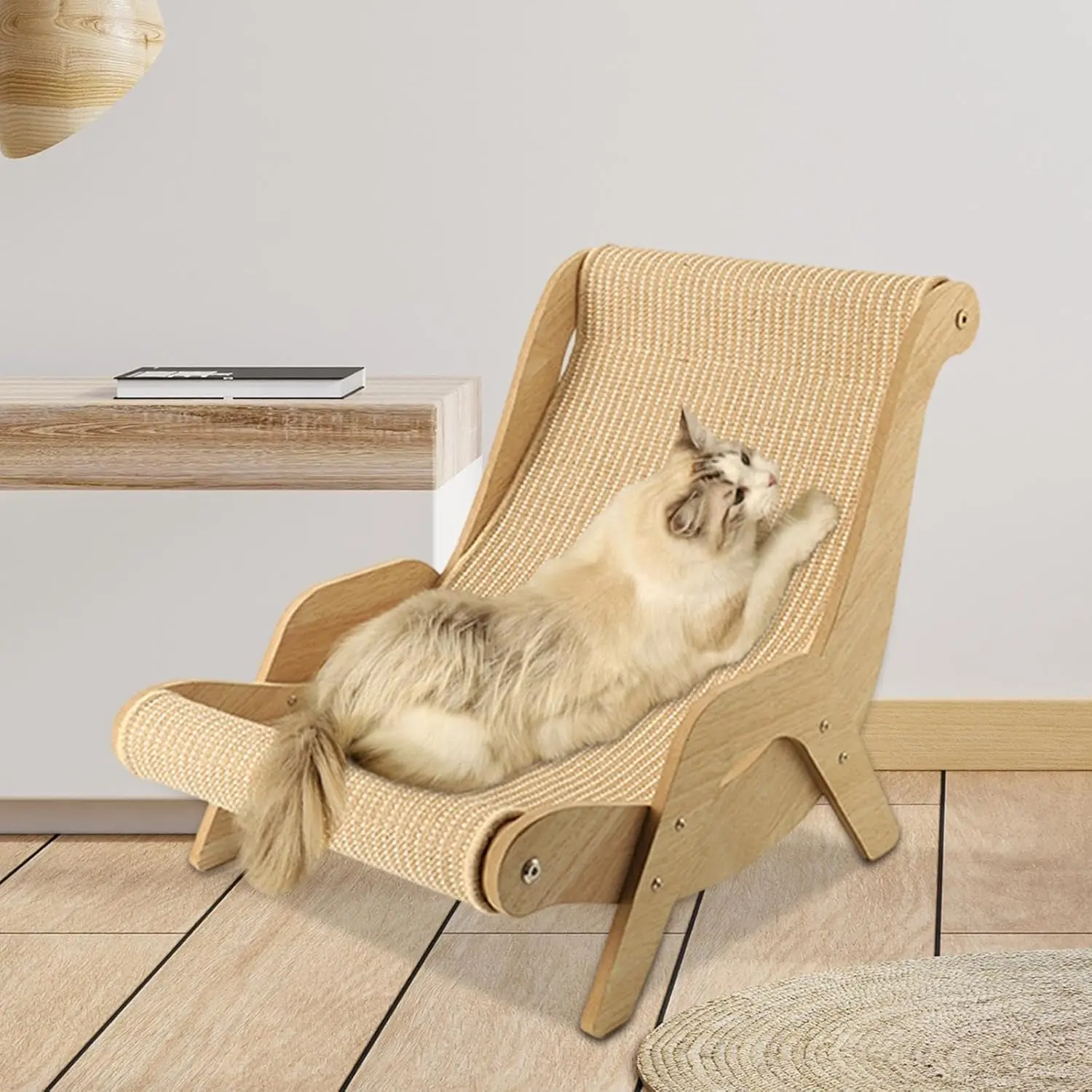 Multifunctional Sisal Cat Chair - Beach - Style Cat Furniture with Scratching Board. Sturdy Cat Hammock Lounger, Ideal for Kittens, Indoor Cats & Small Dogs. A Cozy, Durable, and Entertaining Pet Haven. Beds Home