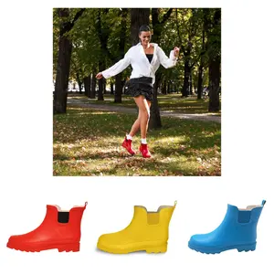 NORTY - Womens 6 Inch Matte Rubber Chelsea Ankle High Rain Boots - Ladies Waterproof Winter Spring Garden Boots - Runs 1/2 Size Big