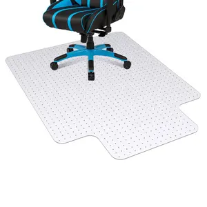 Non-Curl PET Floor Protector w/Anti-Slip Spikes - 45"x53"/36"x48" Heavy-Duty Chair Mat for Carpet - Shatterproof Desk Mat for Hard Floors & Medium-Pile Carpets (Clear)