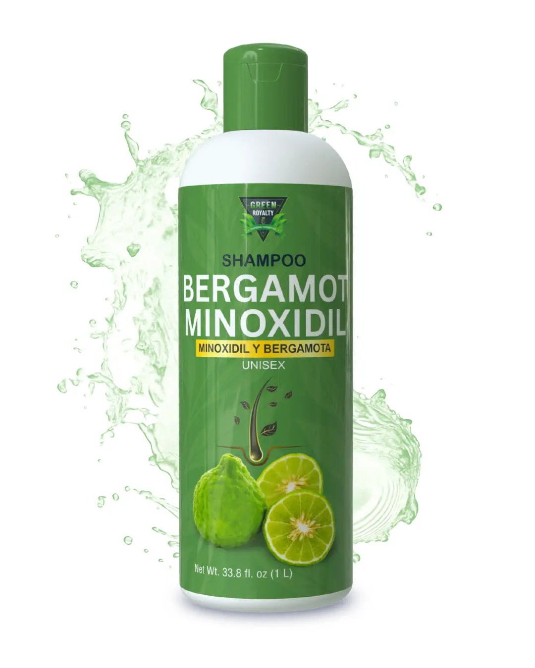 Green Royalty Minoxidil Bergamot 1L Unisex Adults Shampoo & Conditioner Set - Natural Cleansing Haircare, Nourishing Volumizing Shampoo, Hair Loss Solution, Thickening for Any Hair Type, Growth Promoter, Cleanser, Hair Thickening Shampoo