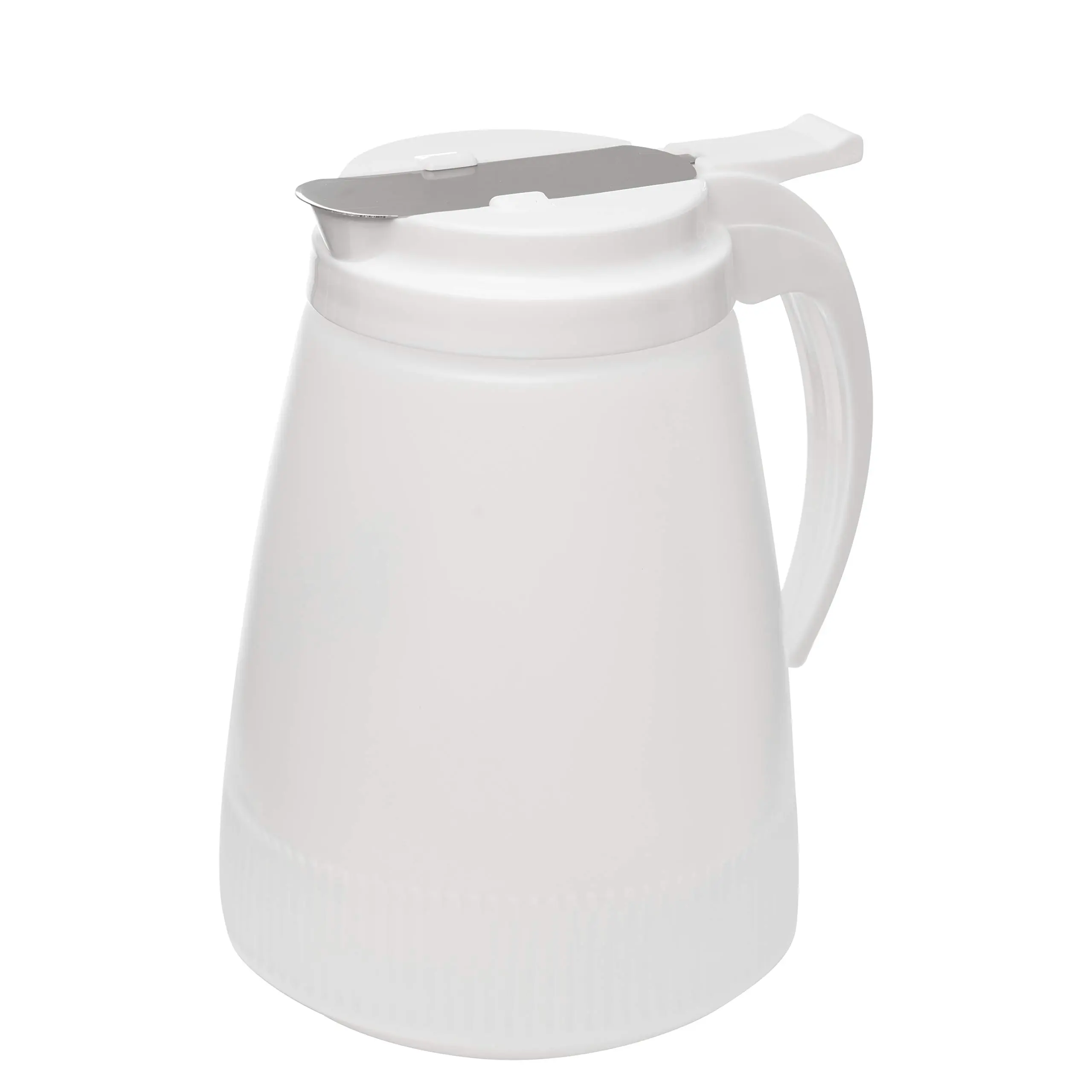 [3 PACK] EcoQuality 32oz Plastic Syrup Dispenser with Plastic Lid and Stainless Steel Slide Cover - Syrup, Sugar, Honey Dispenser - Perfect for Diners, Restaurants, Home, Office, Disposable (32 Ounce)