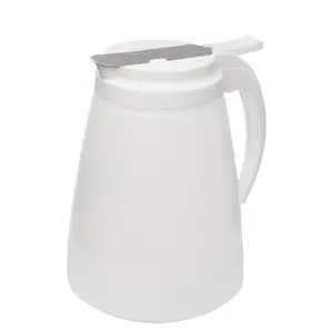 [3 PACK] EcoQuality 32oz Plastic Syrup Dispenser with Plastic Lid and Stainless Steel Slide Cover - Syrup, Sugar, Honey Dispenser - Perfect for Diners, Restaurants, Home, Office, Disposable (32 Ounce)