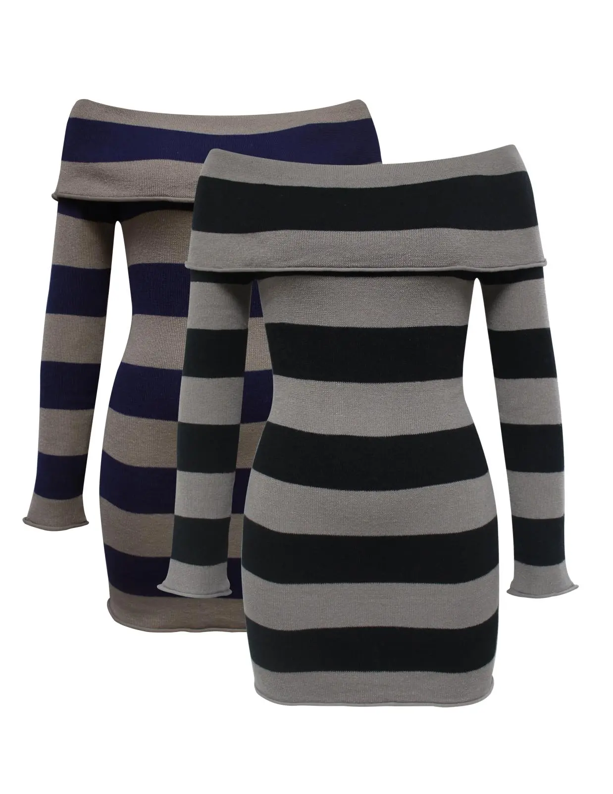 Women's Y2k Trendy Striped Print Off Shoulder Bodycon Medium Knit Dress,  Womenswear Fashion Casual Long Sleeve Sweater Mini Dress for Fall & Winter,  Cozy Fall Outfits for Women Lady - TikTok Shop