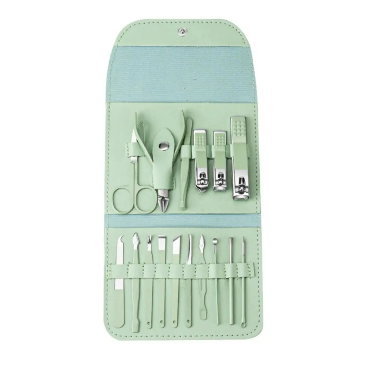 16-Piece Professional Manicure & Pedicure Set, Multi-Use Care Travel Size Portable Kit with Nail File, Clippers, Facial Cleansing Tools, Daily Grooming Tools in Easy-Access Leather Bag, Gift for Men & Women, Ear Pick, Thoughtful Gift, 16-Piece Set, Nail C