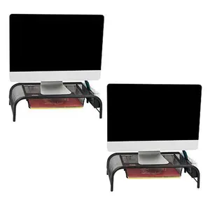 Mind Reader Metal Mesh Monitor Stand and Desk Organizer 2-pack