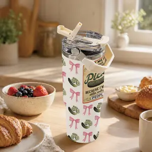 1 Pc 30oz Insulated Tumbler, Leak-Proof, Double Wall, Funny Pickle Design, Cute Pink Bow, Thermal Travel Mug, Paint Me Green, Call Me a Pickle, Hot & Cold Drinks, 12 Hours Hot, 24 Hours Cold, Gift Idea for Women & Men, Perfect for Breakfast,Picnic Holiday