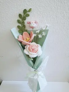 animal bouquet+crochet animal+crochet bunny+crochet  flower+crochet bouquet+handmade flower+forever flower+birthday gift+creative gift+ Housewarming Present+ Gift for Friends and Family Decorative