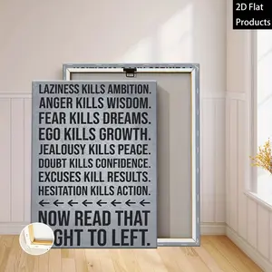 Black & White Motivational Canvas Poster - "Laziness Kills Ambition, Anger Kills Wisdom" |   Framed/Ready-to-Hang Minimalist Office & Gym Decor