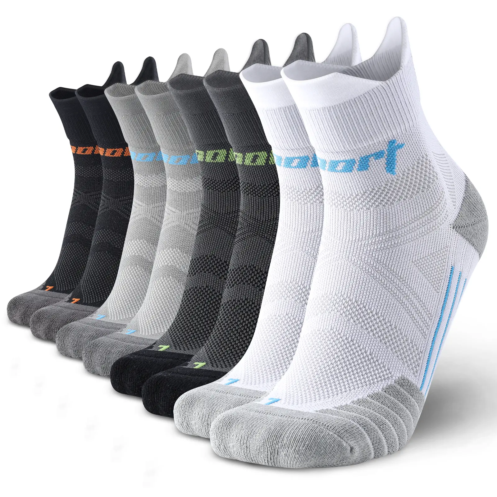 Men's 8-Pair Cotton Athletic Ankle Socks with Compression and Arch Support, Moisture-Wicking for All-Season Sports, Menswear