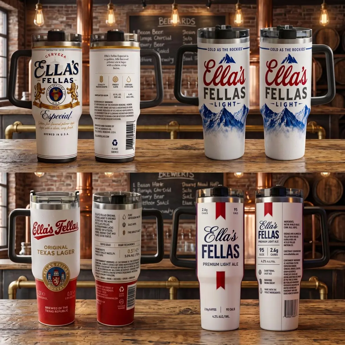 Ellaaaa Feeellas Beerrrrrr Style Tumbler 20oz 40oz, Funny Beer Lover Travel Mug with Handle, Insulated Cup Gift, Clean Look, Goes with Anything, Easy Care, Machine Wash Safe
