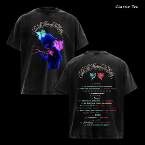 Omar Courtz Por Si Mañana No Estoy Washed Tee Vintage Acid Wash Oversized T Shirt, Latin Trap Reggaeton Album Tracklist Graphic, Fairy Aesthetic Neon Artwork Back Print, Y2K Streetwear Heavyweight Cotton Unisex Top, Music Fans Merch