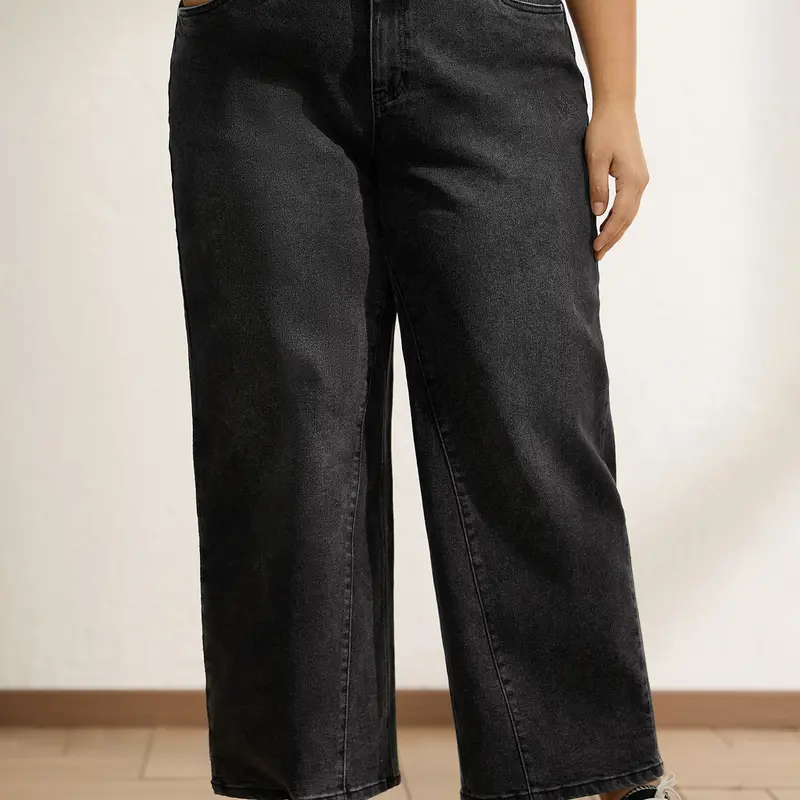BloomChic Vintage Wash Stretchy Straight-Leg Jeans 【M-6XL】