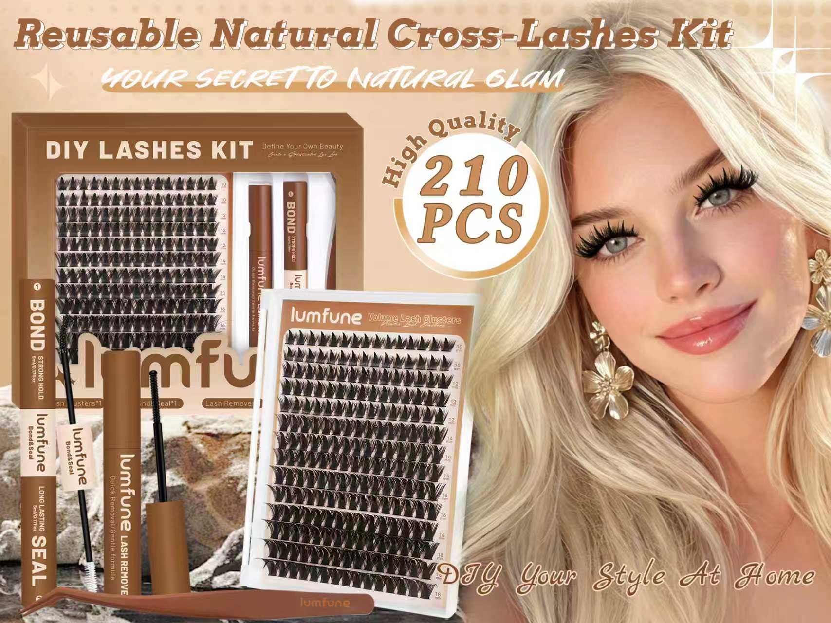Lumfune Spike Lash Clusters Kit Eyelash Clusters with 10-18mm Manga Fairy Individual Lashes Wispy Volume Cluster Eyelash Extensions Bond & Seal and Remover Spiky D Curl Lash Extension Kit