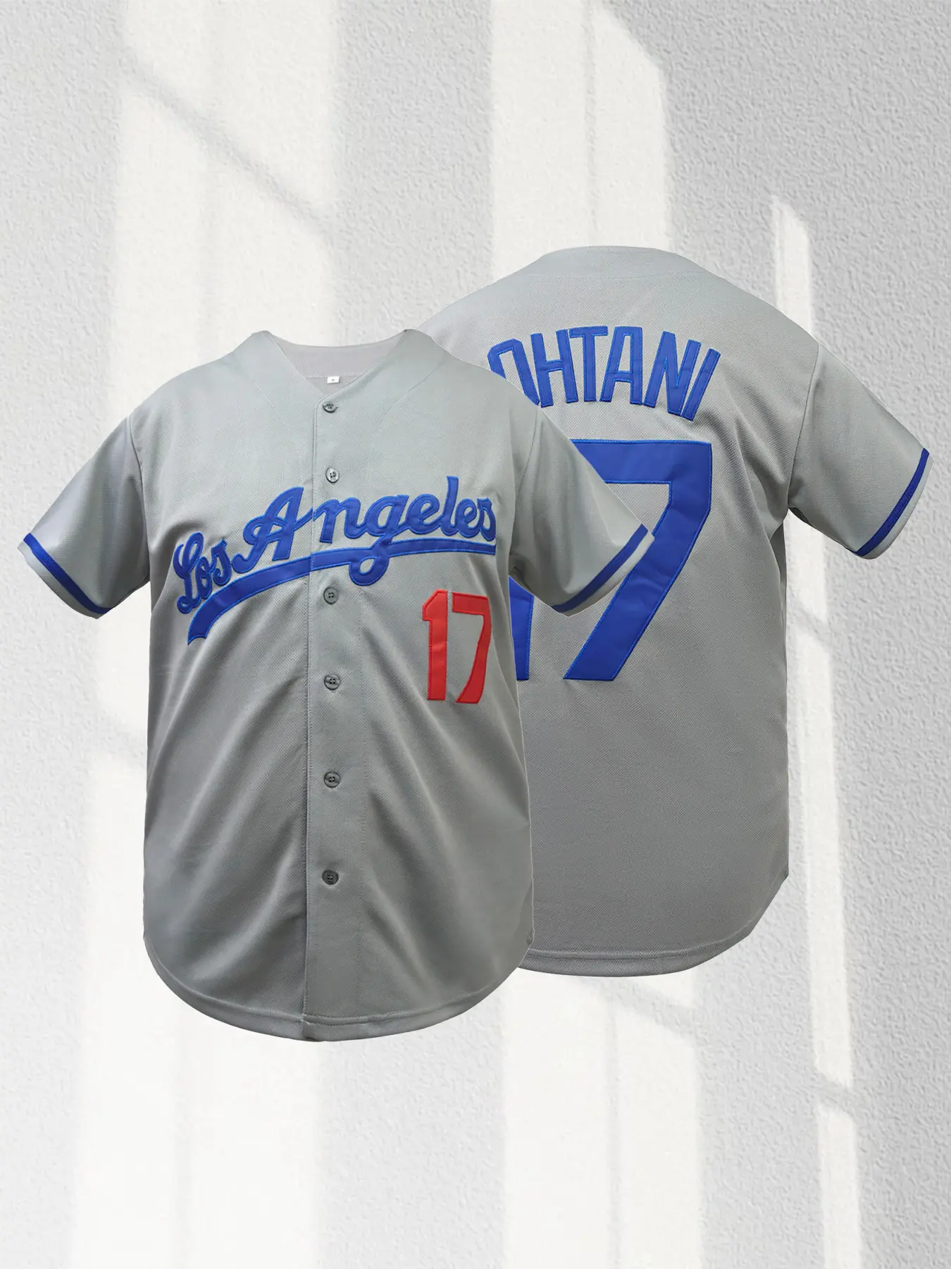 Men's Letter & Figure Patched Button Front Embroidered Baseball Jersey,Casual Loose Short Sleeve V Neck Baseball Top for Fall & Winter, Men's Sportswear for Training & Competition, Stylish Embroidery Jersey
