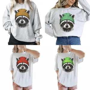 [Retro] Raccoon Wearing Beanie Unisex T-shirt Sweatshirt, Trendy Viral Meme Tee for Her, Vintage Casual Streetwear Unisex Top