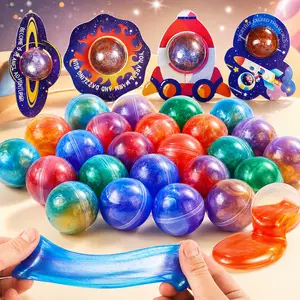 Galaxy Slime Balls for Kids, Crystal Slime Sensory Toy Party Favors with Galaxy Cards, Stretchy Non-Sticky Fidget Toys for Classroom Rewards Goodie Bags Boys Girls