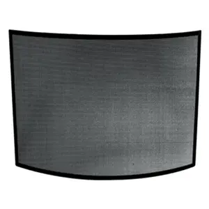 212 MAIN Single-Panel Curved Front Black Wrought Iron Fireplace Ember Guard (Model S-1042) - Festival Fireplace Decor, Traditional Home Supplies, Curved Shape, Ember Protection