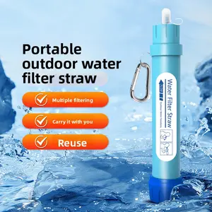 Emergency water filter, outdoor portable life-saving direct drinking water purification straw, camping survival outdoor drinking water filtration equipment travel trip high capacity