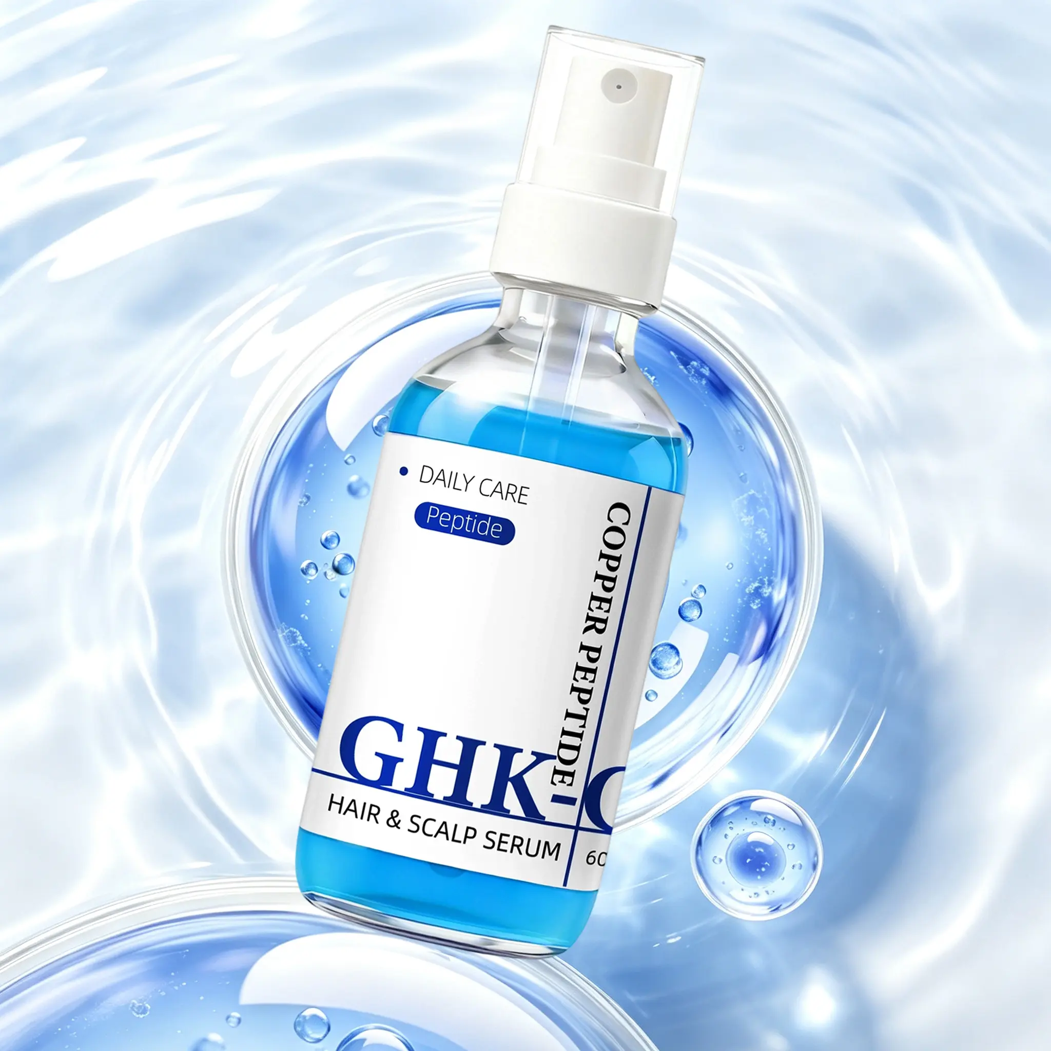GHK-Cu Copper Peptide Hair & Scalp Serum - Lightweight Daily Formula to Support Scalp Micro- Fragile Hair & Sensitive Scalp – Advanced Peptide Technology – 60ml Make Hair Stronger, Moisturizing Hydrating Haircare