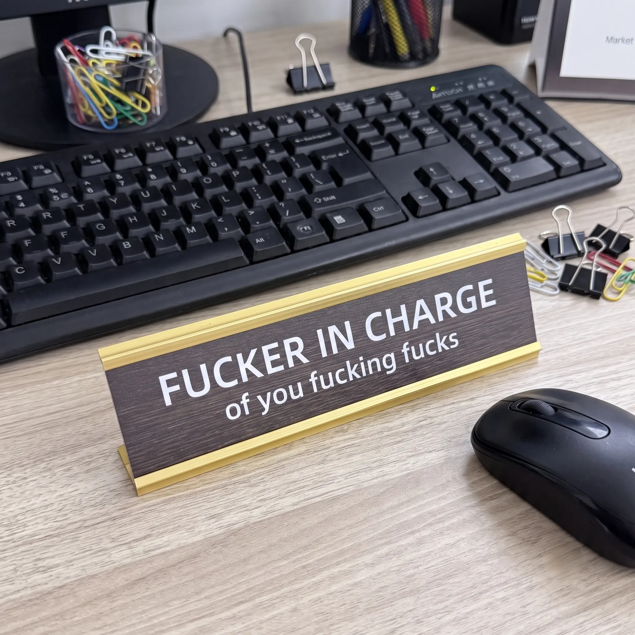 Funny Executive Desk Sign Humorous Office Decor Gag Gift Sarcastic Nameplate for Boss and Coworker