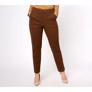 Isaac Mizrahi Live! Petite Yarn Dye Plaid Knit Jacquard Straight Pants