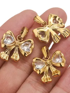 Elegant Stainless Steel Butterfly Bow Pendant Necklace Bracelet Set, Handmade DIY Jewelry for Women, Perfect Gift Idea