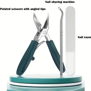 3-Piece Green Eagle Beak Nail Clipper Set – Thick Nail Clipper, Ingrown Toenail Lifter & Nail File | Heavy-Duty Pedicure Kit for Thick & Ingrown Nails, Stainless Steel Grooming Tools for Home or Travel Manicure Cutics Foot Rasp