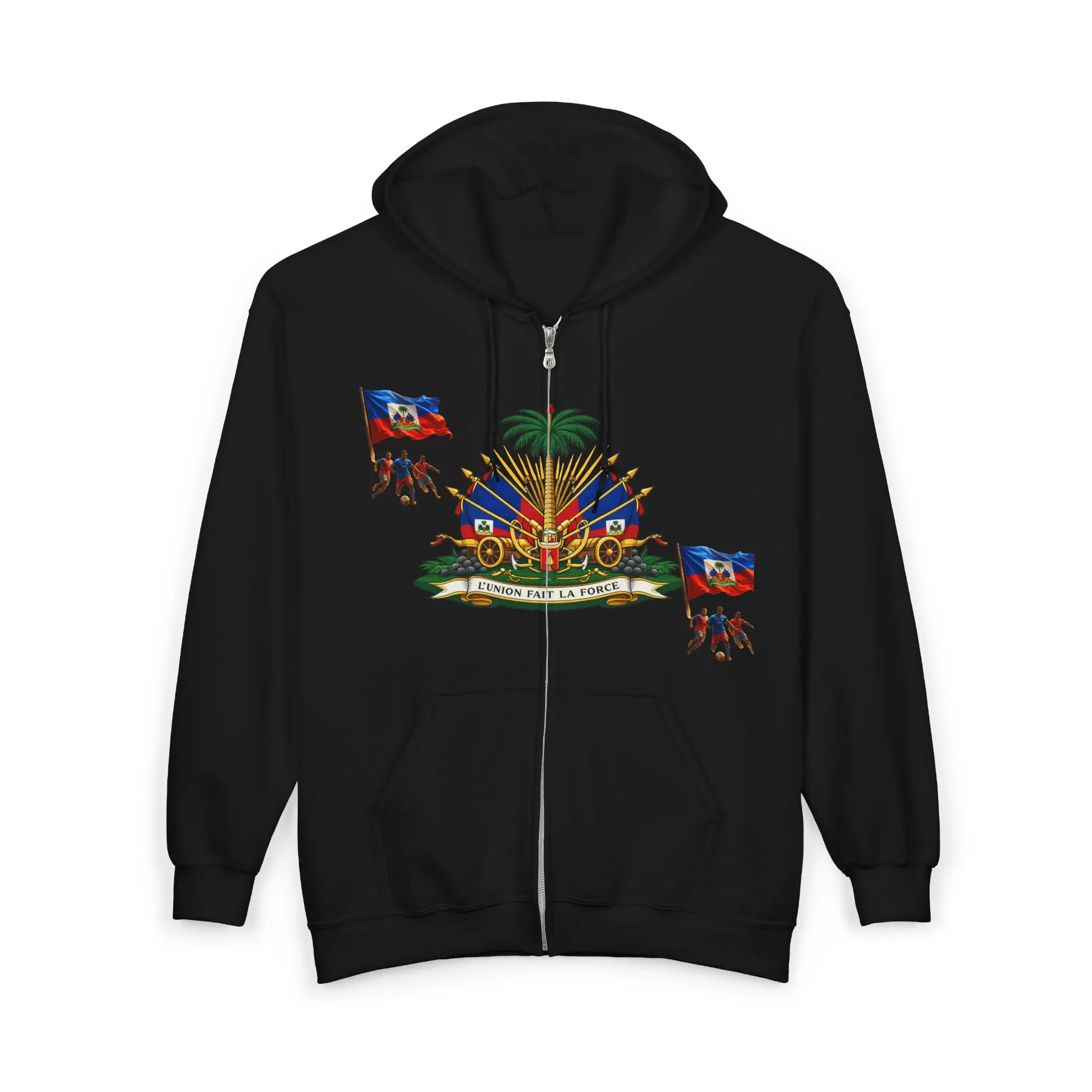 Haiti Coat of Arms hoodie | 1894 Back Graphic, Haitian Flag, Heritage Zip Sweatshirt