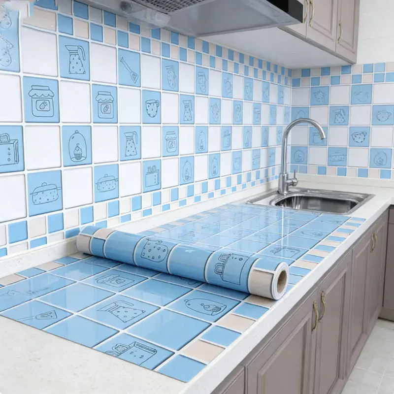 Kitchen Oil proof Waterproof and Self adhesive Wallpaper That Is Tear and Paste Can Be Cut on Demand The Size Is Easy To Install Easy To Clean and Suitable for Use in Many Places Such As Kitchen Cabinet Tiles