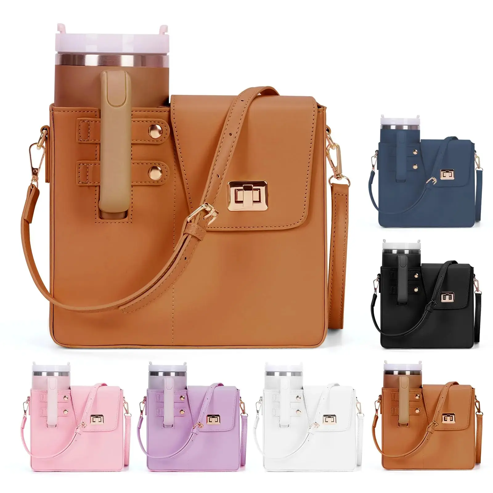 Purse for Stanley Cup Outdoor Portable Crossbody Water Cup Storage Bag with Stanley Purse Crossbody Bag for Stanley Bottle Bronze