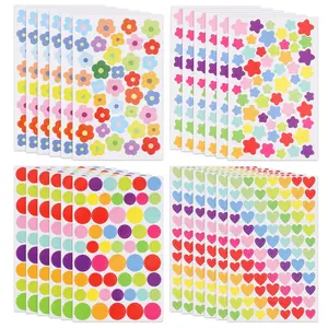 Colorful Reward Stickers for Students, 24 Sheets Mini Flower, Star, Heart Dot Stickers, Self-Adhesive for Classroom Rewards, Classroom Supplies