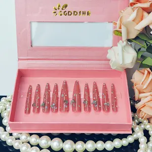 GGddsha Nails 2025 Long Novel Design and Reusable 100% Handmade Nails Pmma Acrylic Reusable Nails Press On Nails Kit With Box Gifts for Women