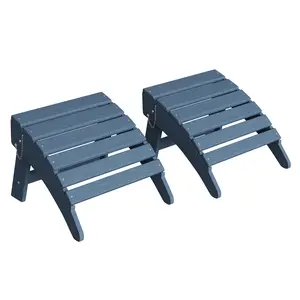 Folding Adirondack Ottoman - HDPE All-Weather Outdoor Footrest for Patio, Deck, Lawn, Poolside - Weather-Resistant, Durable, Easy Storage - Compatible with Adirondack Chair