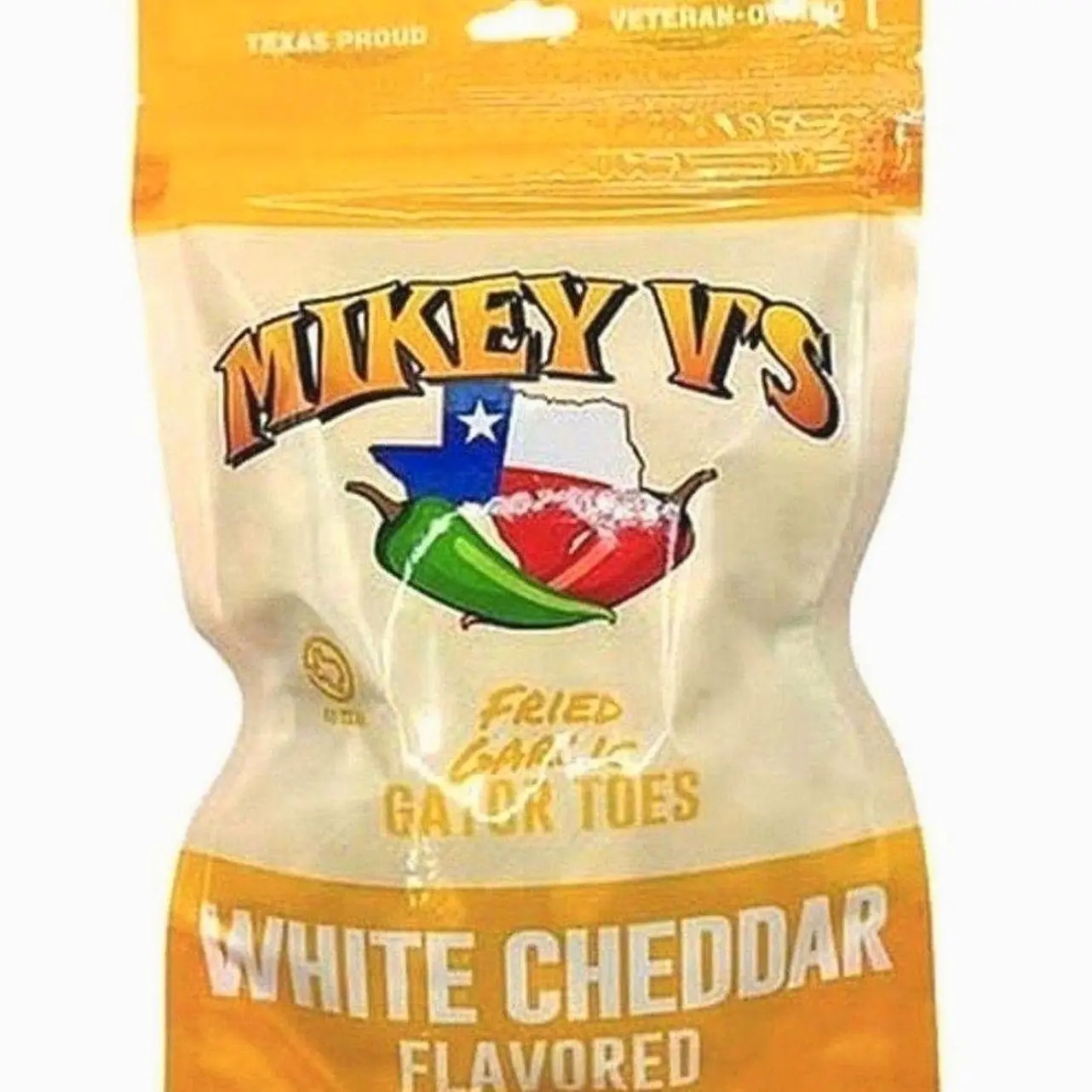 Mikey V's White Cheddar Gator Toes, Deep Fried Garlic Snacks 3.9oz.