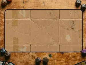 Homeless Man TCG Playmat | Funny Play Mat | 12" x 22" Neoprene Game Mat | Cardboard Design | Blank Playmat | Hemmed Sewn Edge