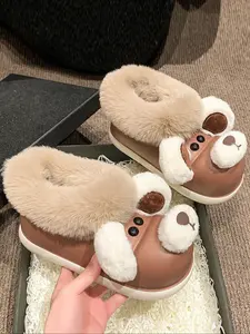 Women's Winter Snow Boots, Fuzzy Lining, Warm & Cozy, Colorblock Patchwork Design, Casual Mid-Calf Style, Fall & Winter Footwear