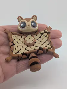 Mesh Flexi Squirrel Keychain Charm 3D Printed PLA Plastic 3.5x3.5 Inch Adorable Fidget Toy for Backpacks Keyrings Lanyards