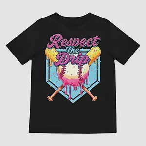 Youth And Adult Respect The Drip T-Shirt, Baseball Drip Boys Home Plate Sports, Baseball shirt, Baseball Life Clothes, Summer Outfit, Gift for Dad and Son