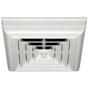 Havaco Quick Connect HT-CCGRB-S1D White Square Capital Crown Ceiling Diffuser 8-7-6 in. Boot & Rotary Damper, Hvac, Home Improvement, Ceiling Mount