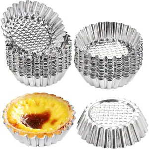 30 count Egg Tart Mold for Baking, 3.8 Inch Stainless Steel Mini Tart Tin Pans, Ensaymada Molder Filipino, Pie Tartlet Cupcake Cake Muffin Mold