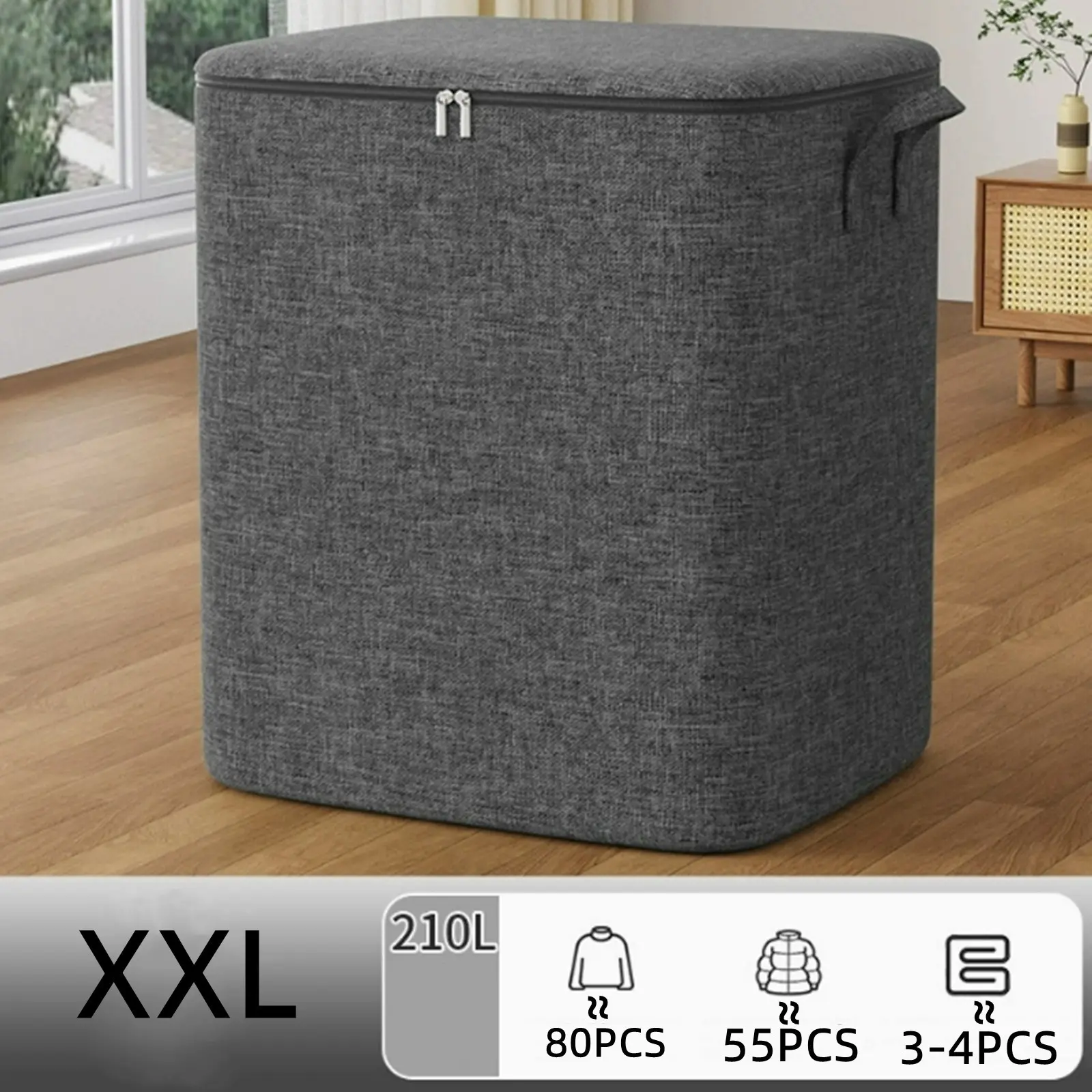 [Extra Large Storage Box] 1pc XXL Extra Large Thickened Storage Box - Double Zipper with Handle Storage Box for Household Use, Large Capacity Clothing And Bedding Storage Bucket, Ideal Storage Basket for Moving And Travel, Under-Bed Storage