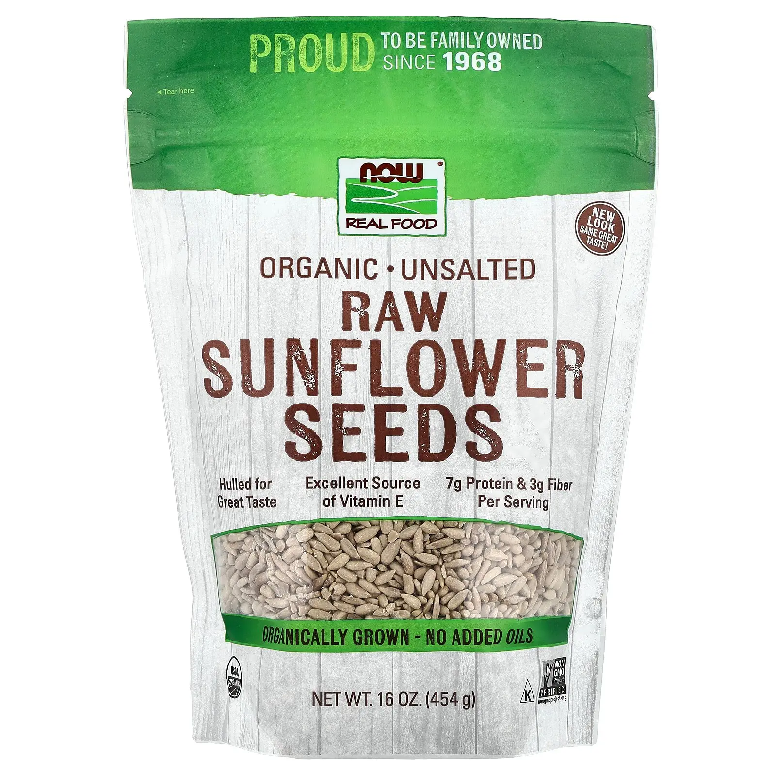 NOW Foods Organic Raw Sunflower Seeds, Unsalted, 16 oz (454 g)