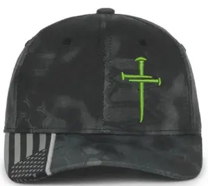Christian Cross LIME GREEN Sacred Nails Kryptek Typhoon Adjustable hat with FREE CHALLENGE COIN
