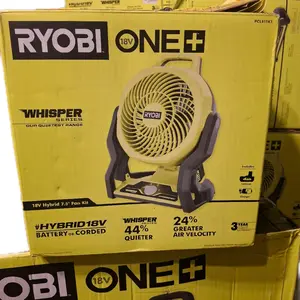 Ryobi 18V One Plus Whisperer Fan Kit Corded or Battery 7.5 Hybrid 18V Fan Kit 44% Quieter 24% Greater Air Velocity
