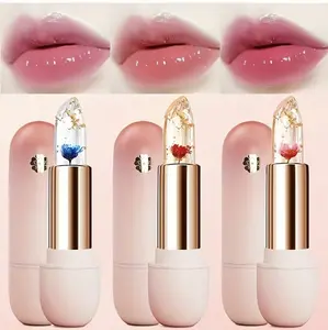 3 Pieces Transparent Petal Color Changing Lipstick Makeup Set Waterproof Long Lasting Moisturizing Lip Tint Temperature Changing Lip Glossy Cosmetic