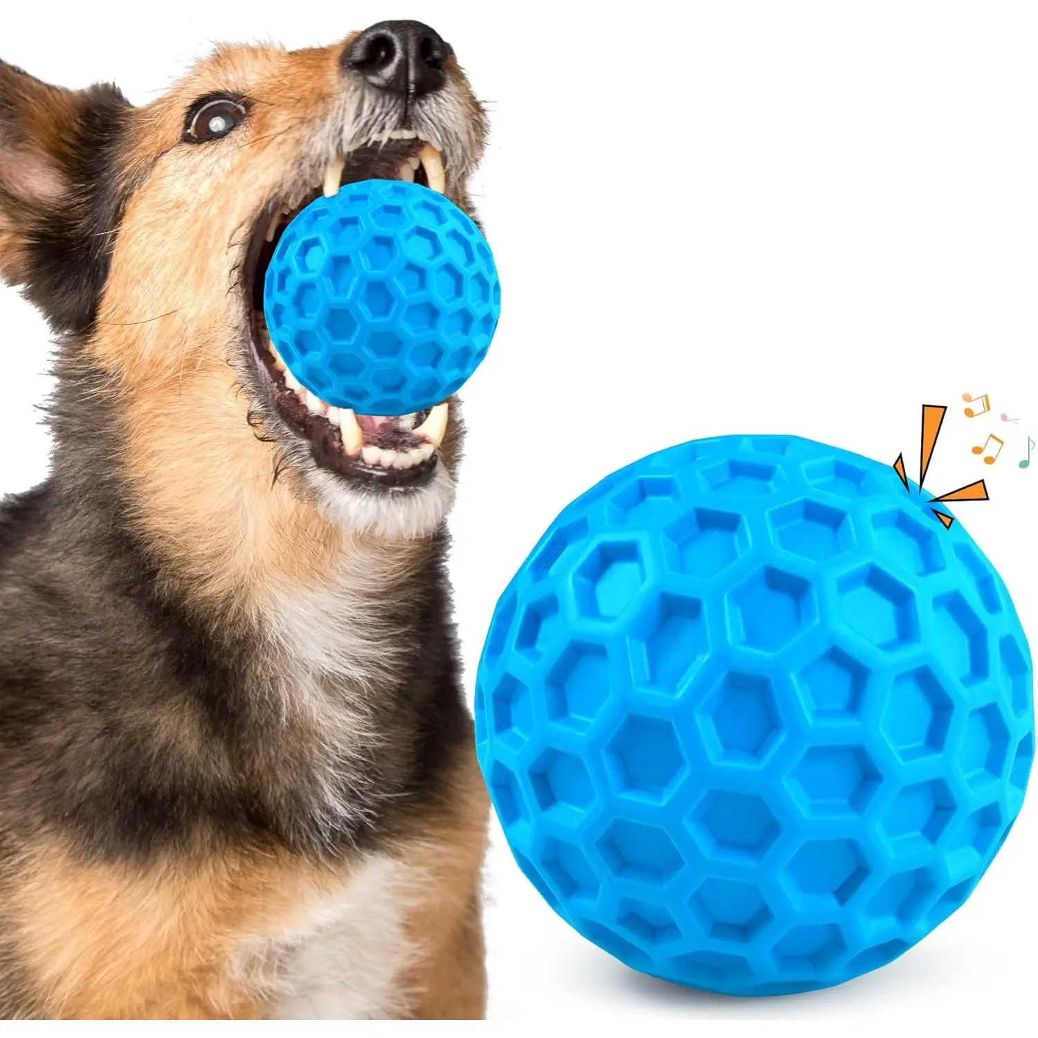 Squeaky Dog Toys for Aggressive Chewers | Indestructible Squeaky Balls for Large Dogs | Interactive Heavy-Duty Dog Toys